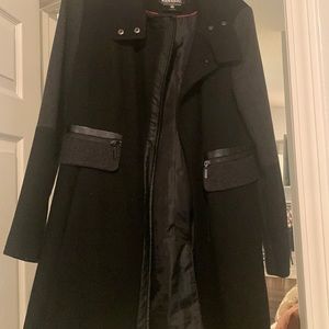 Black pea coat, knee length